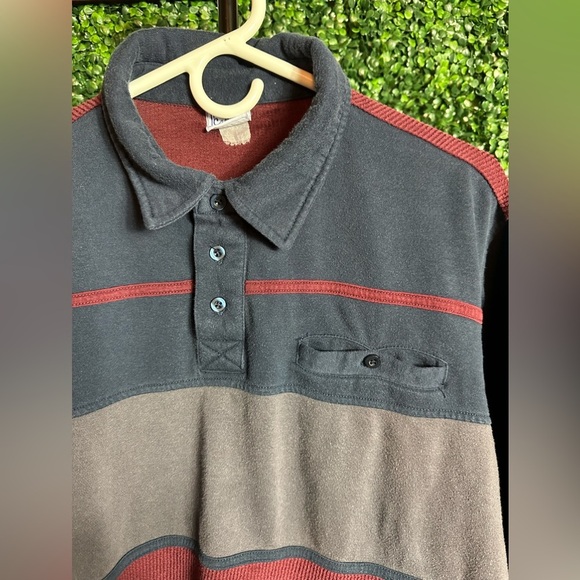 Vintage Haband Casual Joe Polo Shirt Long Sleeve 3 Button Striped Multicolor - Picture 3 of 5